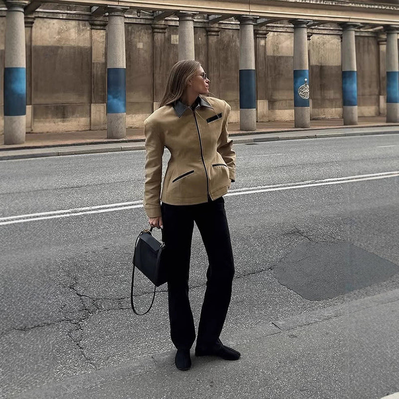 Übergangsjacke mit Kontrastkragen für Damen