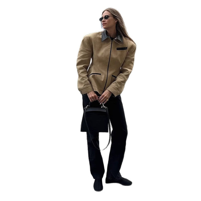 Übergangsjacke mit Kontrastkragen für Damen