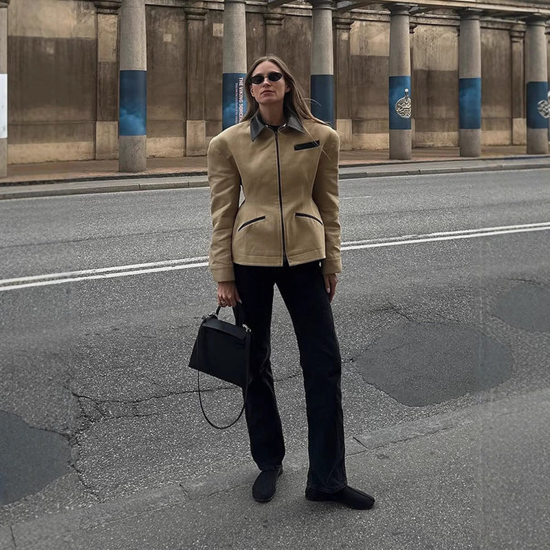 Übergangsjacke mit Kontrastkragen für Damen