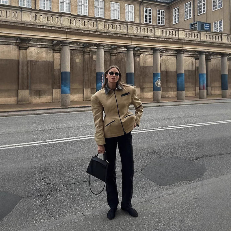 Übergangsjacke mit Kontrastkragen für Damen