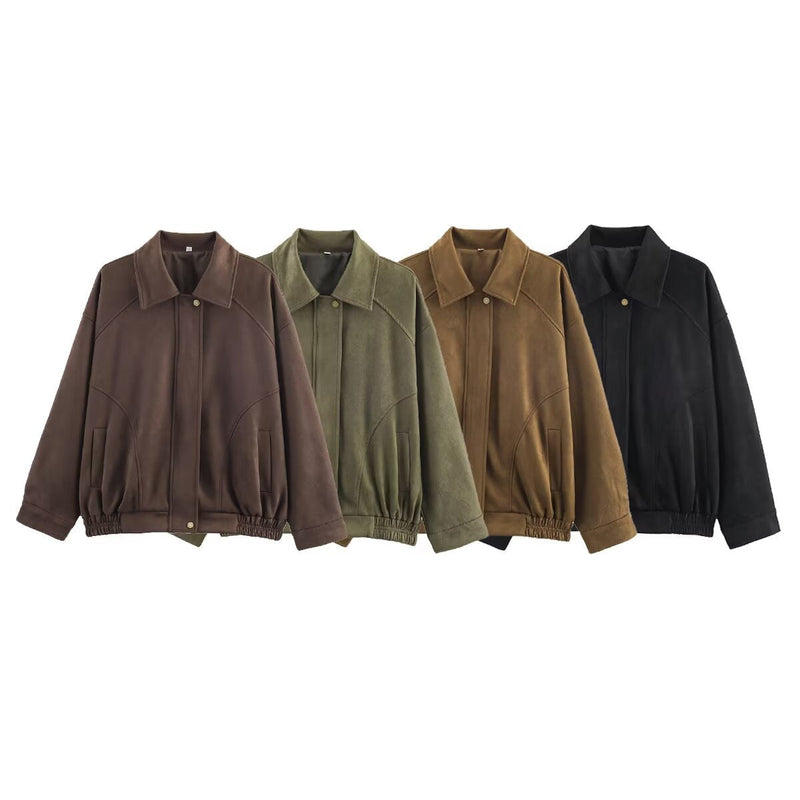 Casual Wildlederjacke mit elastischem Bund für Damen