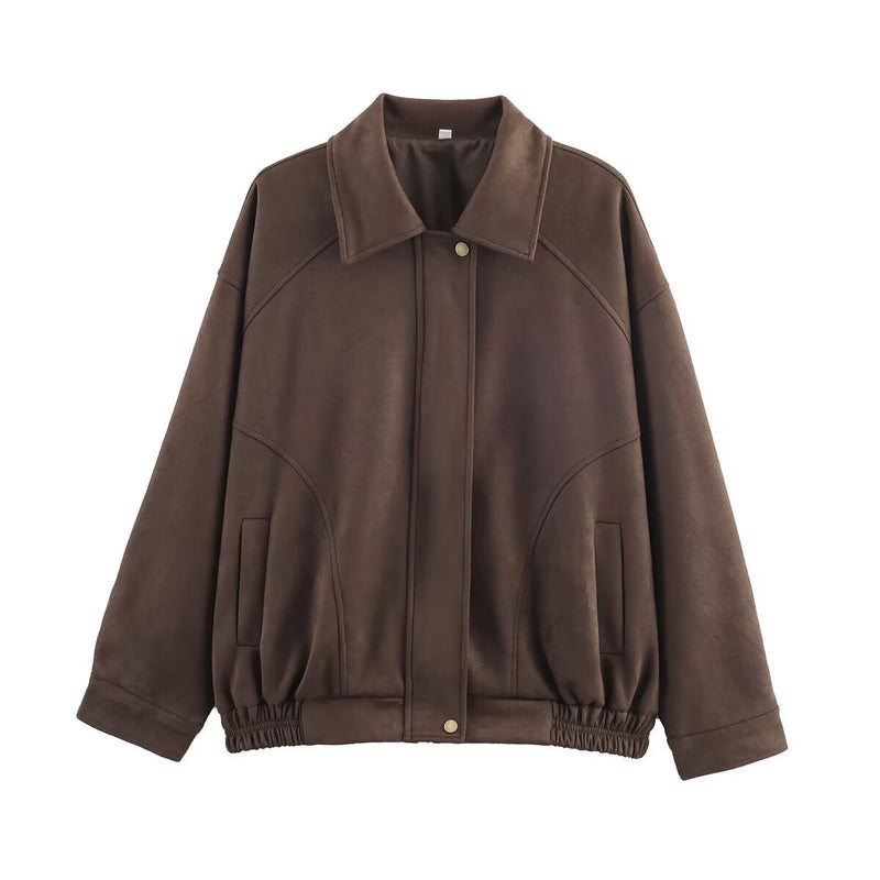 Casual Wildlederjacke mit elastischem Bund für Damen