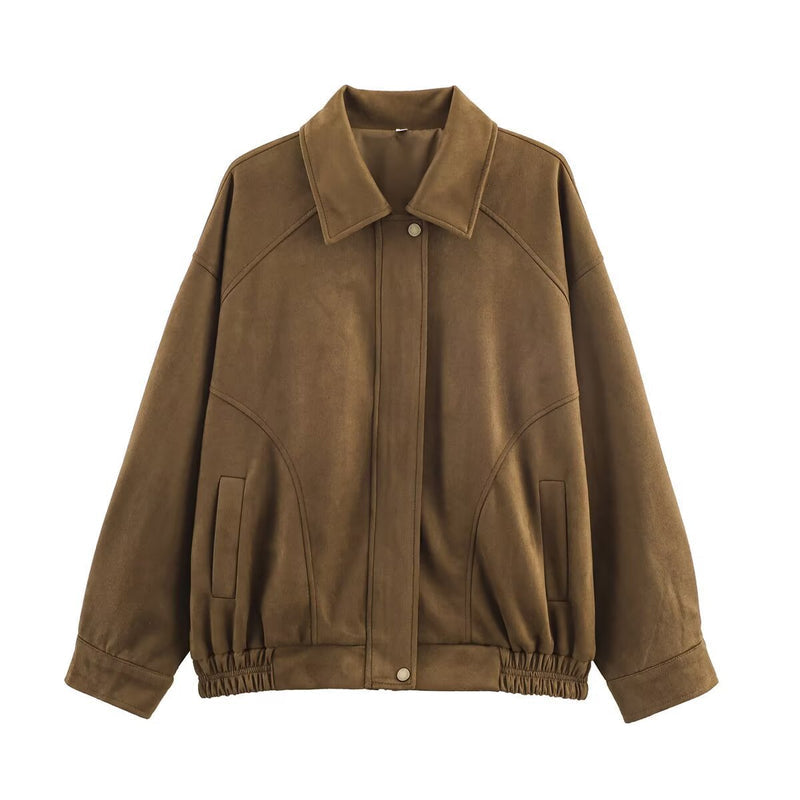 Casual Wildlederjacke mit elastischem Bund für Damen