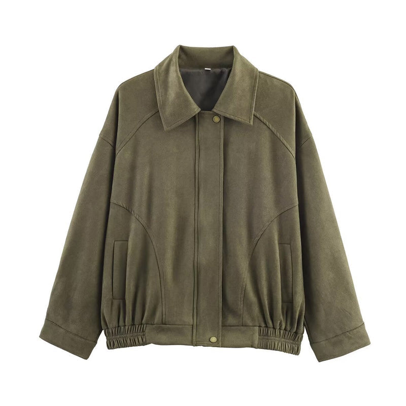 Casual Wildlederjacke mit elastischem Bund für Damen