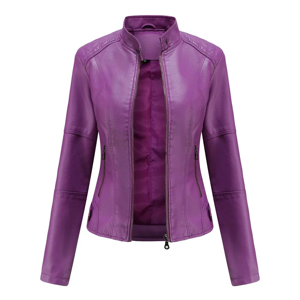 Pauline - Damen lederjacke mit mao