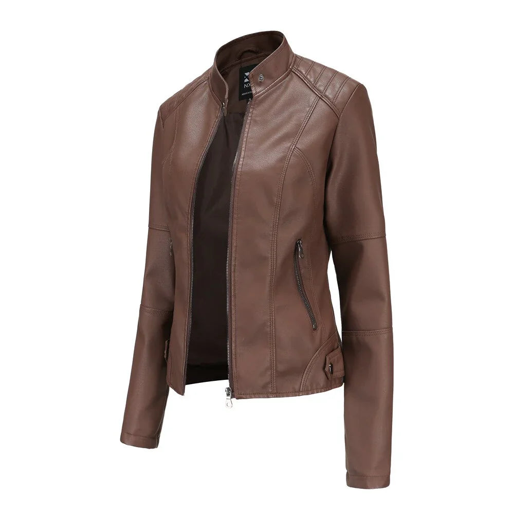 Pauline - Damen lederjacke mit mao
