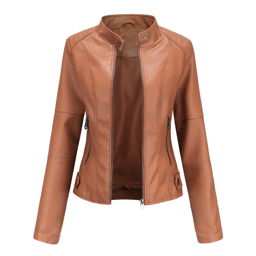Pauline - Damen lederjacke mit mao