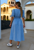 Damen-Midikleid mit Knopfleiste und gebundenen Ärmeln