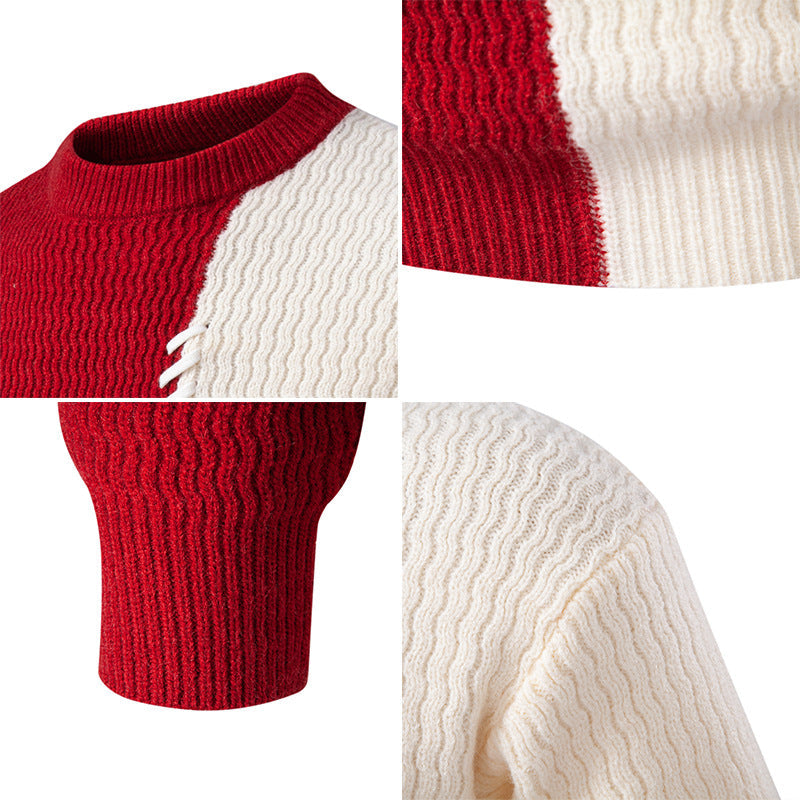 Chunky Strickpullover für Herren mit Asymmetrischem Muster