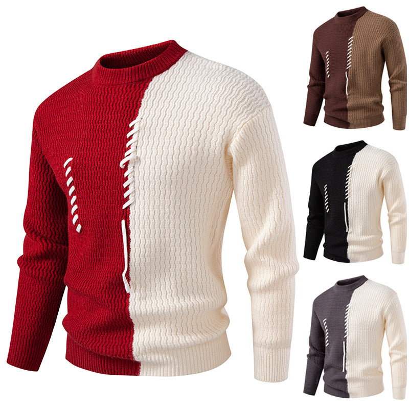 Chunky Strickpullover für Herren mit Asymmetrischem Muster