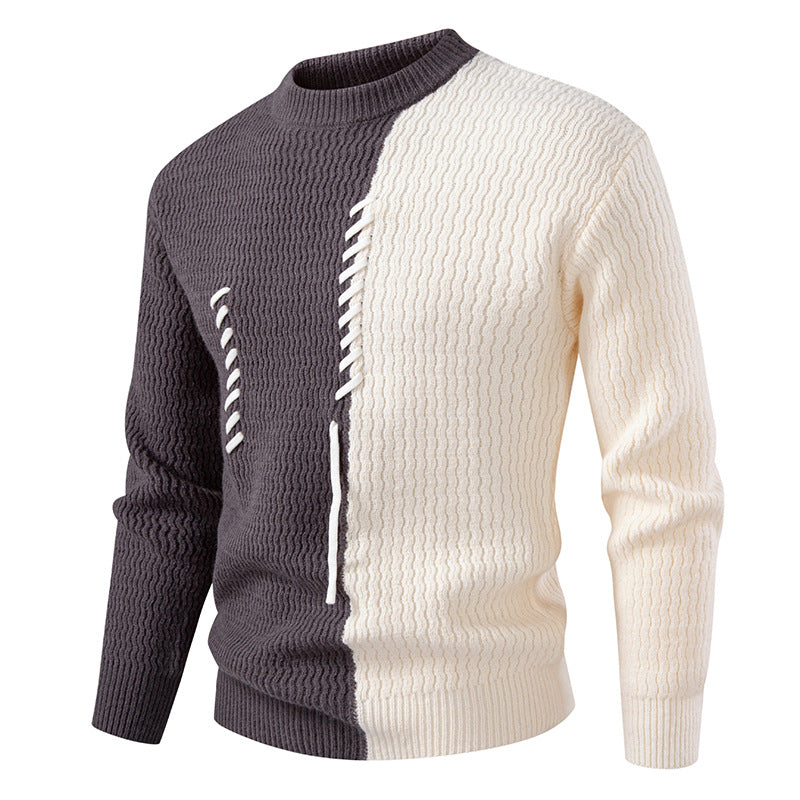 Chunky Strickpullover für Herren mit Asymmetrischem Muster