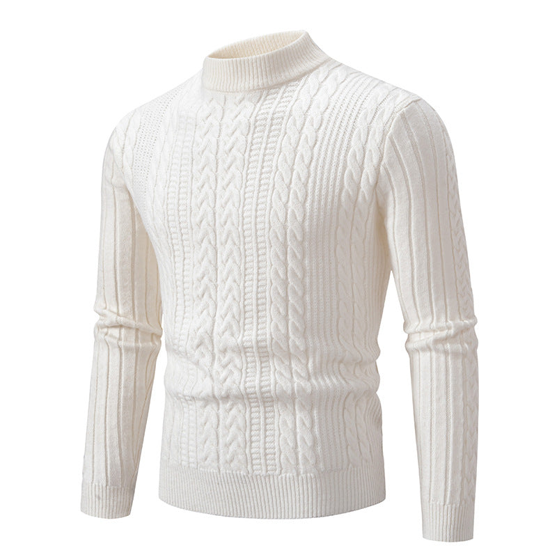 Stylischer Herren Pullover mit Stehkragen und Kabelstrickmuster