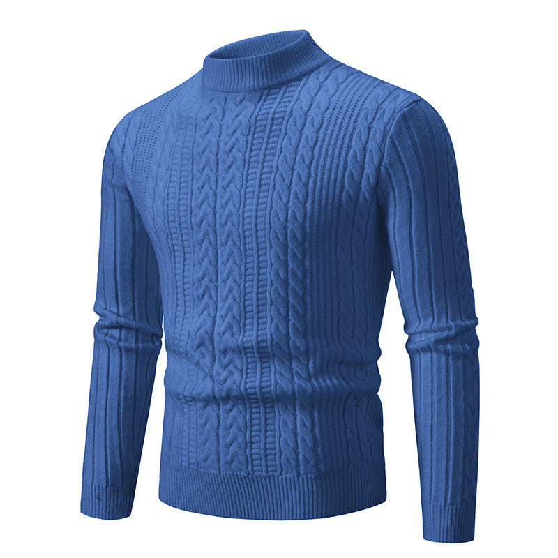 Stylischer Herren Pullover mit Stehkragen und Kabelstrickmuster
