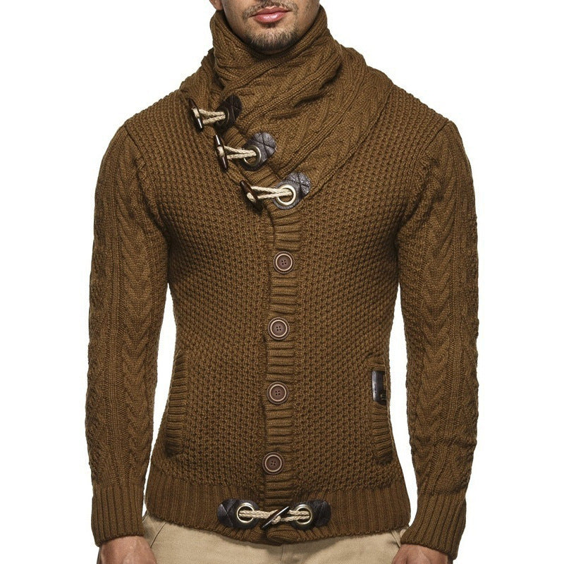 Herren Strickpullover mit Schalkragen und Knopfdetails