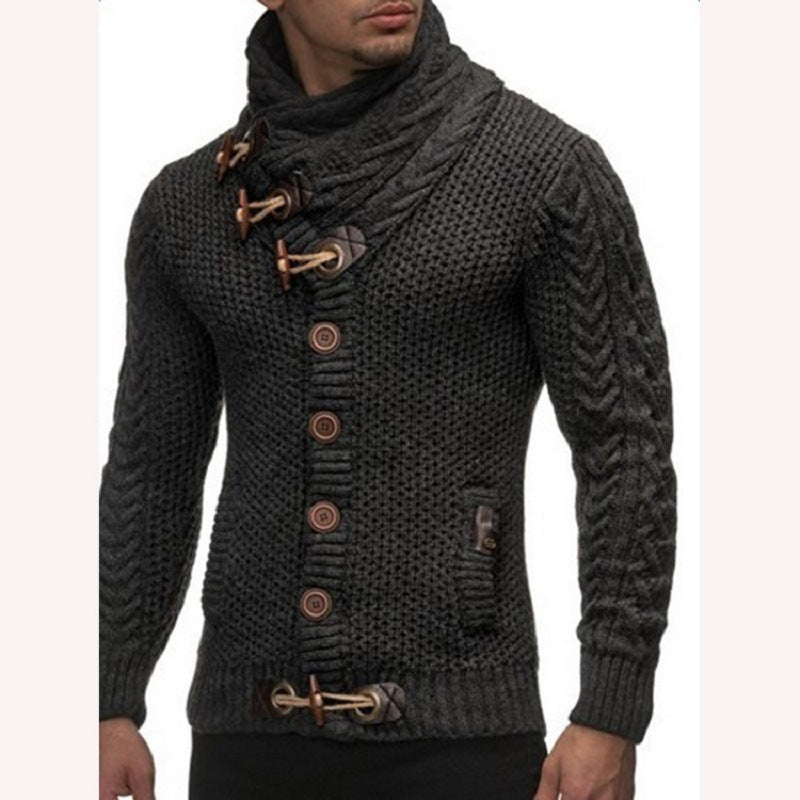 Herren Strickpullover mit Schalkragen und Knopfdetails