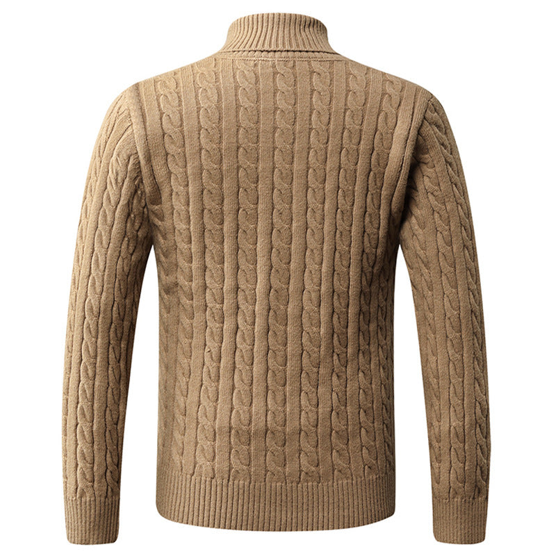 Herren Strickpullover mit Schalkragen und Zopfmuster