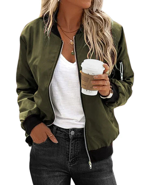 Luisa - Stylische klassische bomberjacke mit taschen