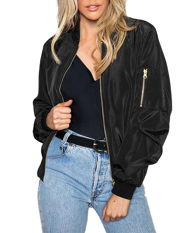 Luisa - Stylische klassische bomberjacke mit taschen