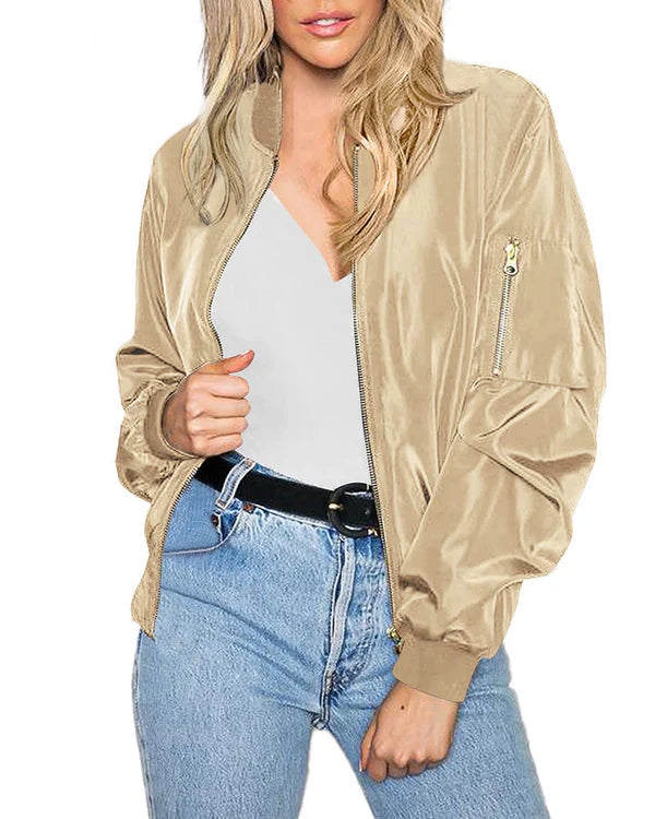 Luisa - Stylische klassische bomberjacke mit taschen