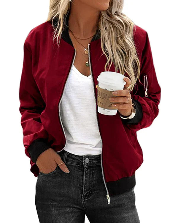 Luisa - Stylische klassische bomberjacke mit taschen