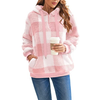 Halbzip-Kapuzenpullover mit Karomuster für Damen