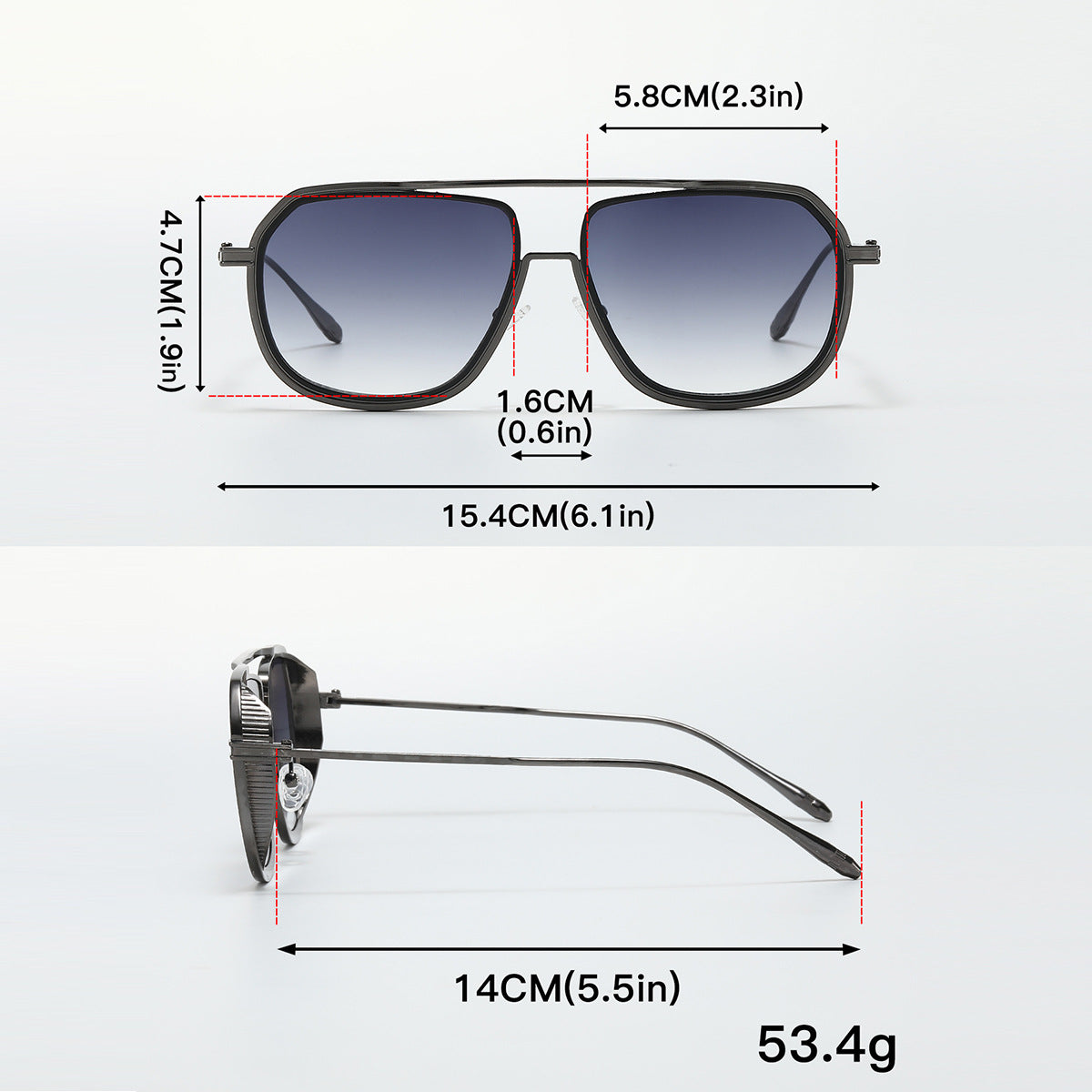 Sonnenbrille für Damen mit Verlaufsgläsern und UV400-Metallrahmen