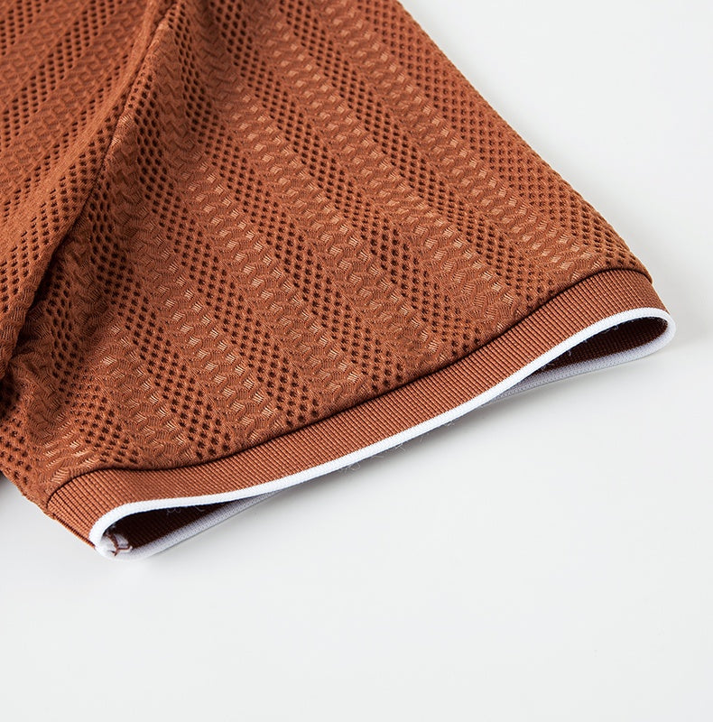 Herren-Kurzarm-Strickpolo aus Stretchmaterial