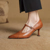 Damen-Lederpumps mit spitzer Zehenpartie und T-Riemchen