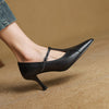 Damen-Lederpumps mit spitzer Zehenpartie und T-Riemchen