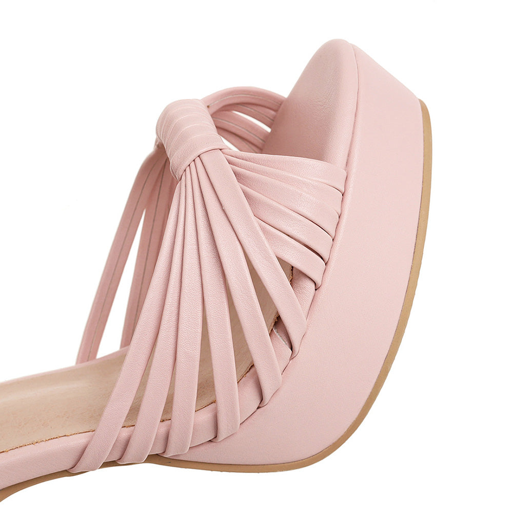 Damen-Plateauschuhe mit Blockabsatz und Fesselriemchen