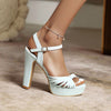 Damen-Plateauschuhe mit Blockabsatz und Fesselriemchen