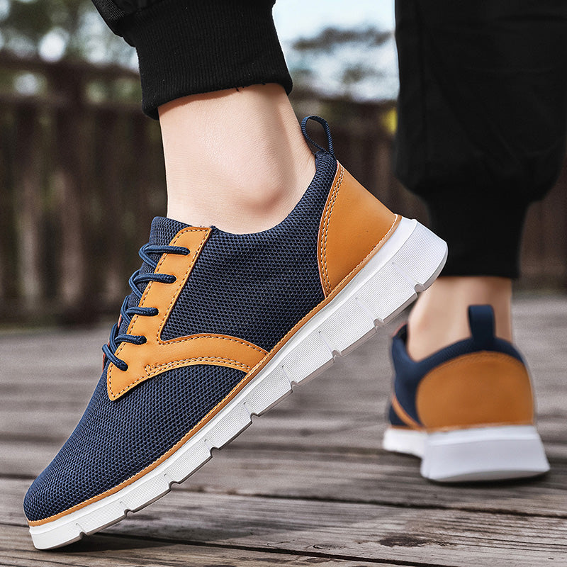 Herren-Sneaker aus Mesh mit Lederakzenten und Gummisohle
