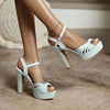 Damen-Plateauschuhe mit Blockabsatz und Fesselriemchen