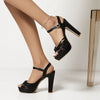 Damen-Plateauschuhe mit Blockabsatz und Fesselriemchen