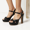 Damen-Plateauschuhe mit Blockabsatz und Fesselriemchen