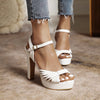 Damen-Plateauschuhe mit Blockabsatz und Fesselriemchen