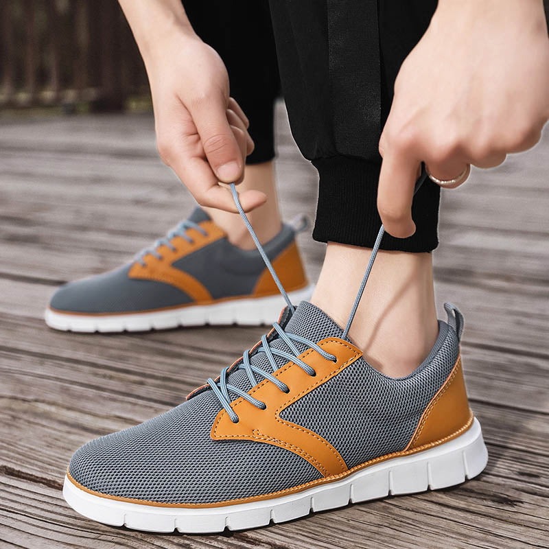 Herren-Sneaker aus Mesh mit Lederakzenten und Gummisohle