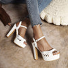 Damen-Plateauschuhe mit Blockabsatz und Fesselriemchen