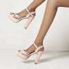 Damen-Plateauschuhe mit Blockabsatz und Fesselriemchen