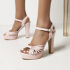 Damen-Plateauschuhe mit Blockabsatz und Fesselriemchen