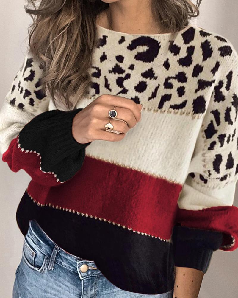 Melanie - Gestreiftes Sweatshirt Mit Leopardenmuster