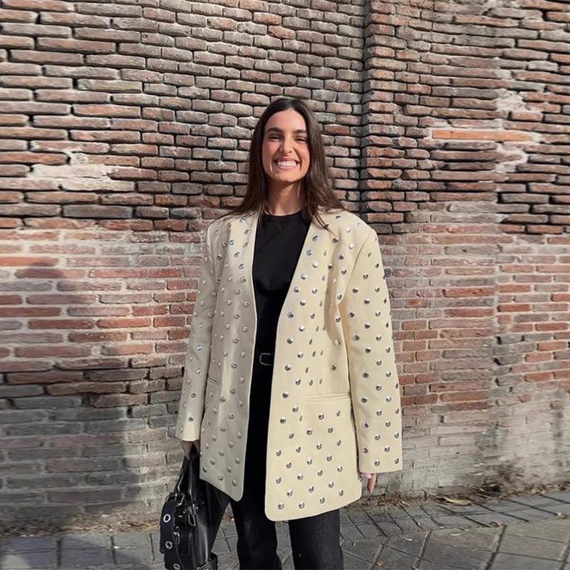 Elegante Blazerjacke mit Steinapplikationen für Damen