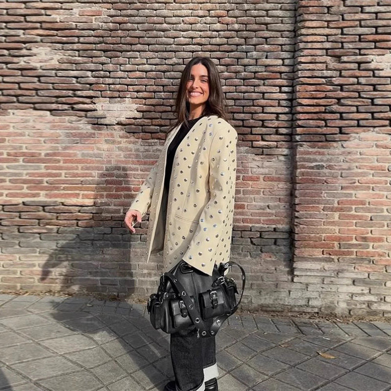 Elegante Blazerjacke mit Steinapplikationen für Damen