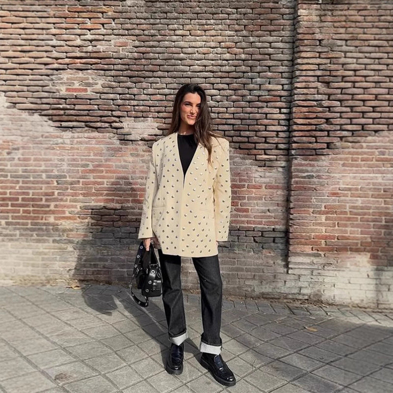 Elegante Blazerjacke mit Steinapplikationen für Damen