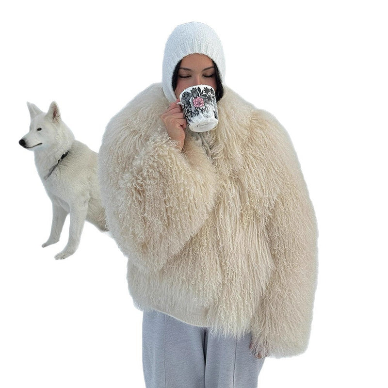 Kunstfelljacke mit Volumenärmeln für Damen