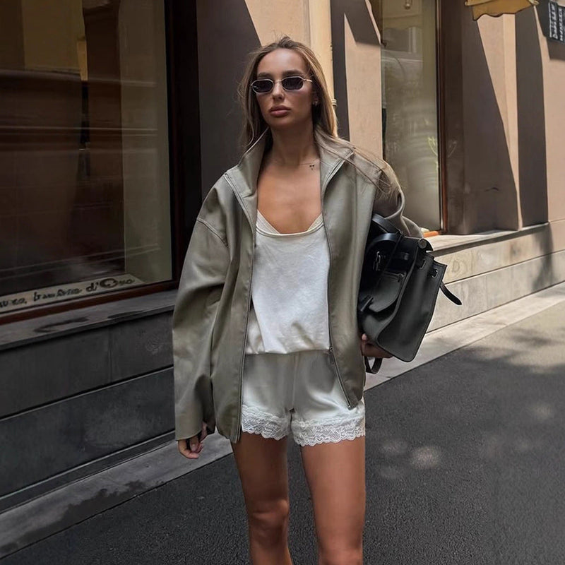 Übergangsjacke aus Kunstleder für Damen