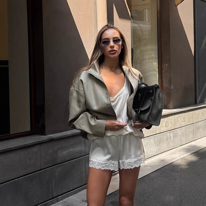 Übergangsjacke aus Kunstleder für Damen