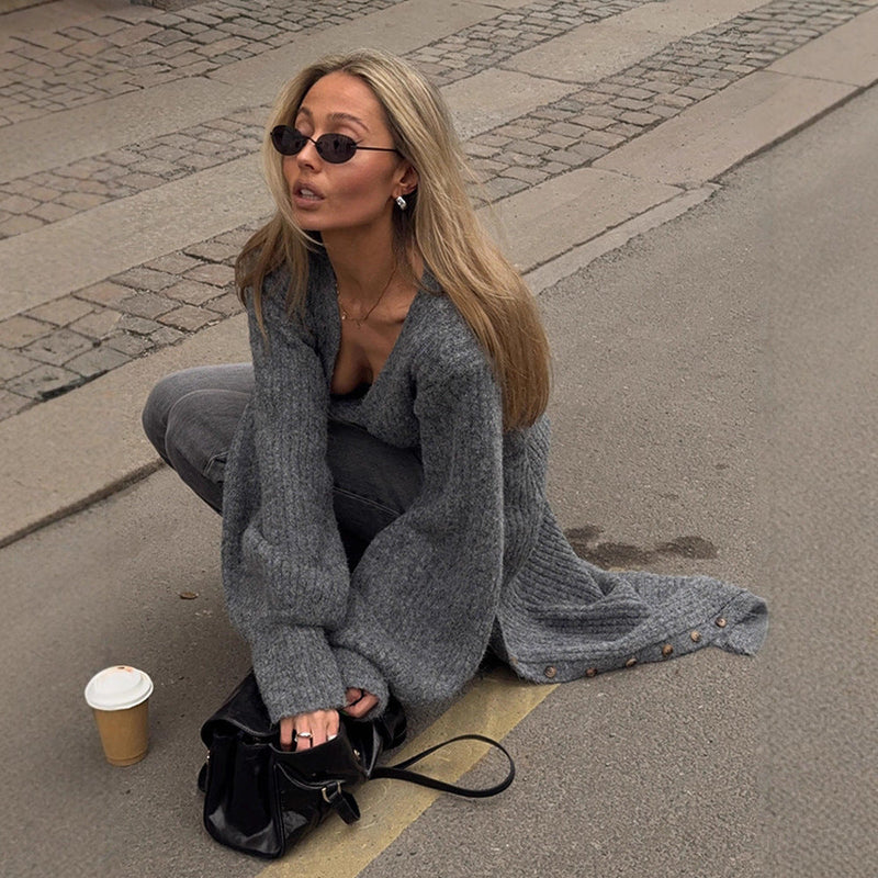 Eleganter Langarm-Cardigan mit Knopfdetails für Damen
