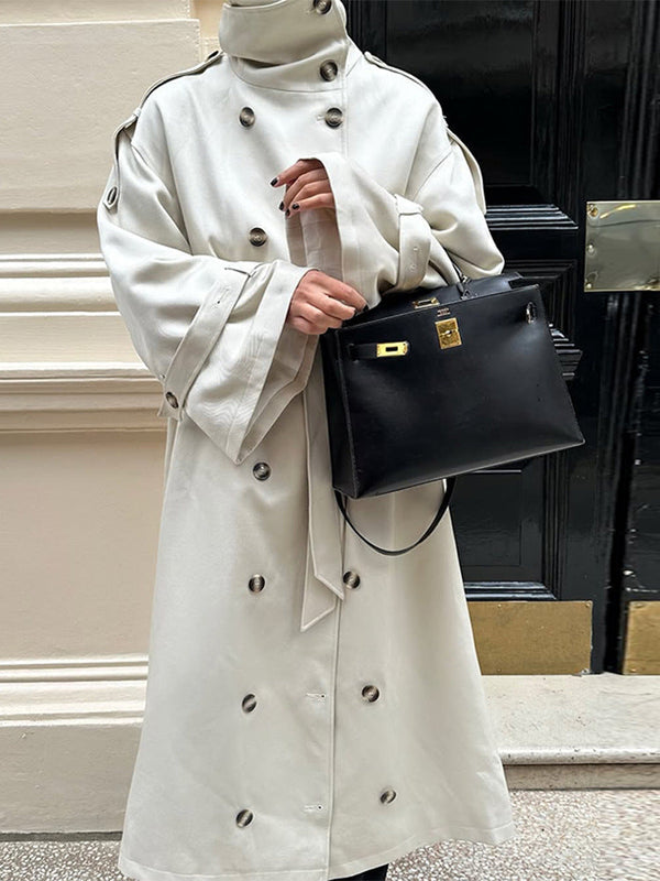 Doppelreihiger Trenchcoat mit hohem Kragen für Damen