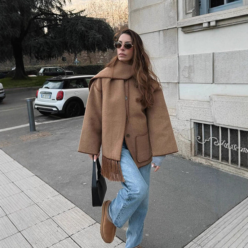 Übergroßer Mantel mit Fransen für Damen